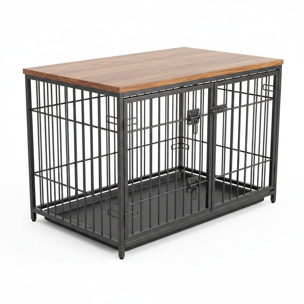 Heavy-Duty Double-Door Metal Dog Crate