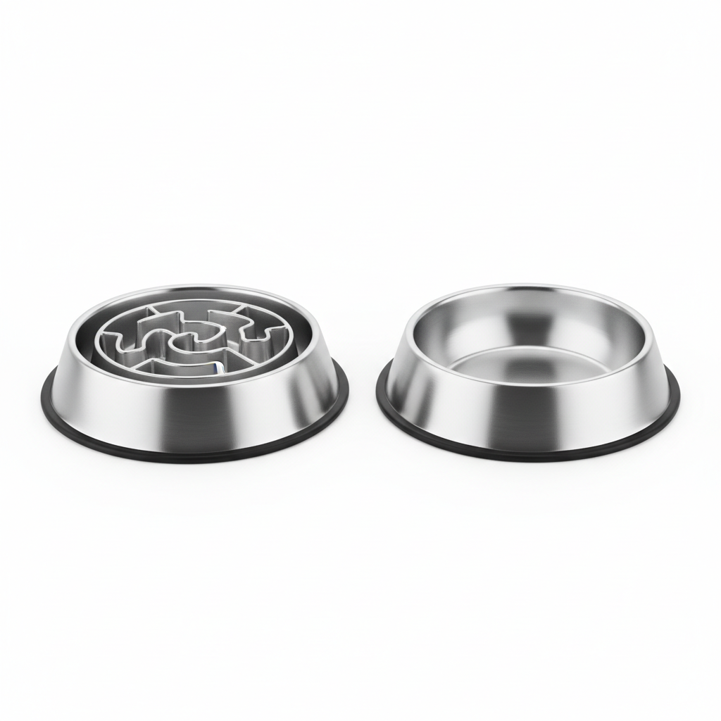 Stainless Steel Slow-Feed Bowl Set